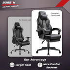 Chaise de jeu style course BOSSIN, fauteuil gamer grande taille 300 lb, chaise d'ordinateur à dossier haut