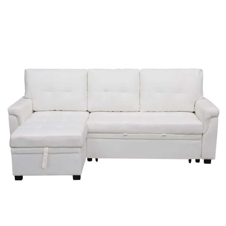 Canapé d'angle réversible avec lit gigogne, méridienne de rangement, pieds durables,