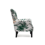 Fauteuil d'appoint moderne Erommy, fauteuil à dossier haut, canapé simple en tissu rembourré avec boutons et pieds en bois pour salon