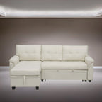 Canapé d'angle réversible avec lit gigogne, méridienne de rangement, pieds durables,