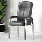 Chaise de bureau HomeyFad moderne en cuir et métal à 4 pieds avec accoudoirs