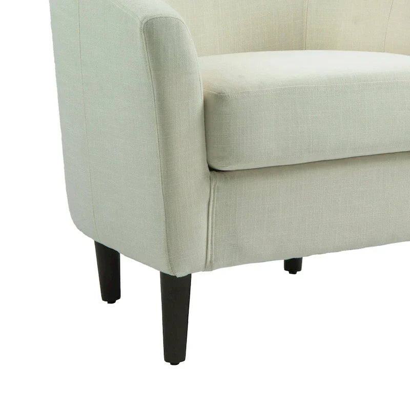 2 fauteuils club modernes en lin avec accoudoirs ronds