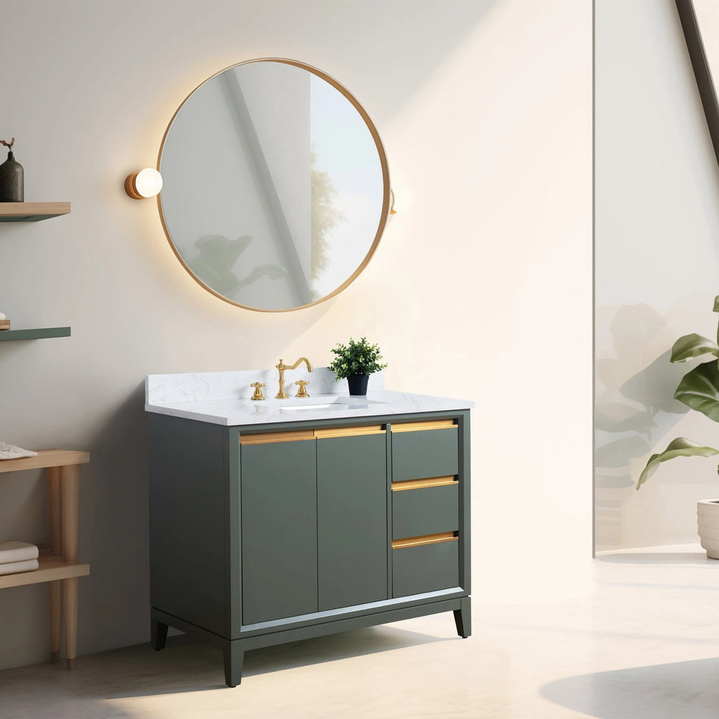Meuble-lavabo Vanity Art avec évier en céramique et dessus en marbre reconstitué