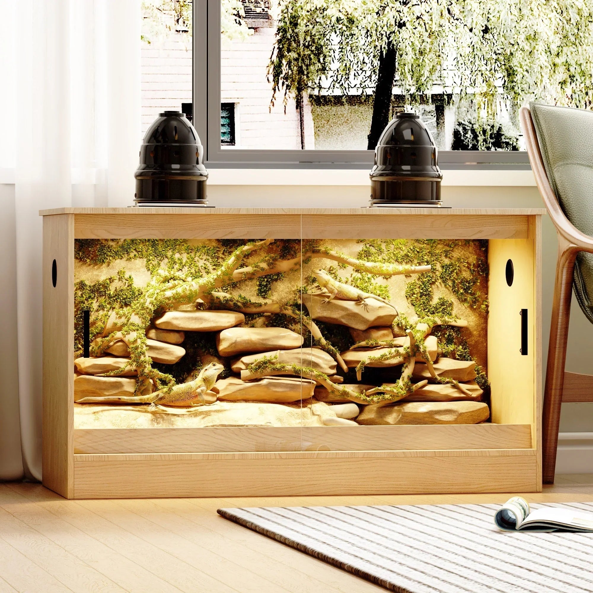 Habitat pour reptiles - Terrarium spacieux pour lézards, serpents et plus - 47,2