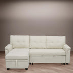 Canapé d'angle réversible avec lit gigogne, méridienne de rangement, pieds durables,