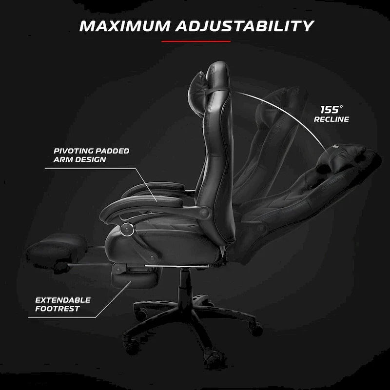 Chaise de jeu RESPAWN 110 Pro - Chaise de jeu avec repose-pieds, chaise de bureau ergonomique