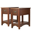 Gymax Lot de 2 Tables d'appoint Contemporaines Compactes avec Tiroir - 13" X 22" X 23" (L x l x H)
