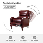 Fauteuil inclinable Brigida moderne en cuir véritable avec clous décoratifs et repose-pieds réglable (lot de 2) par HULALA HOME