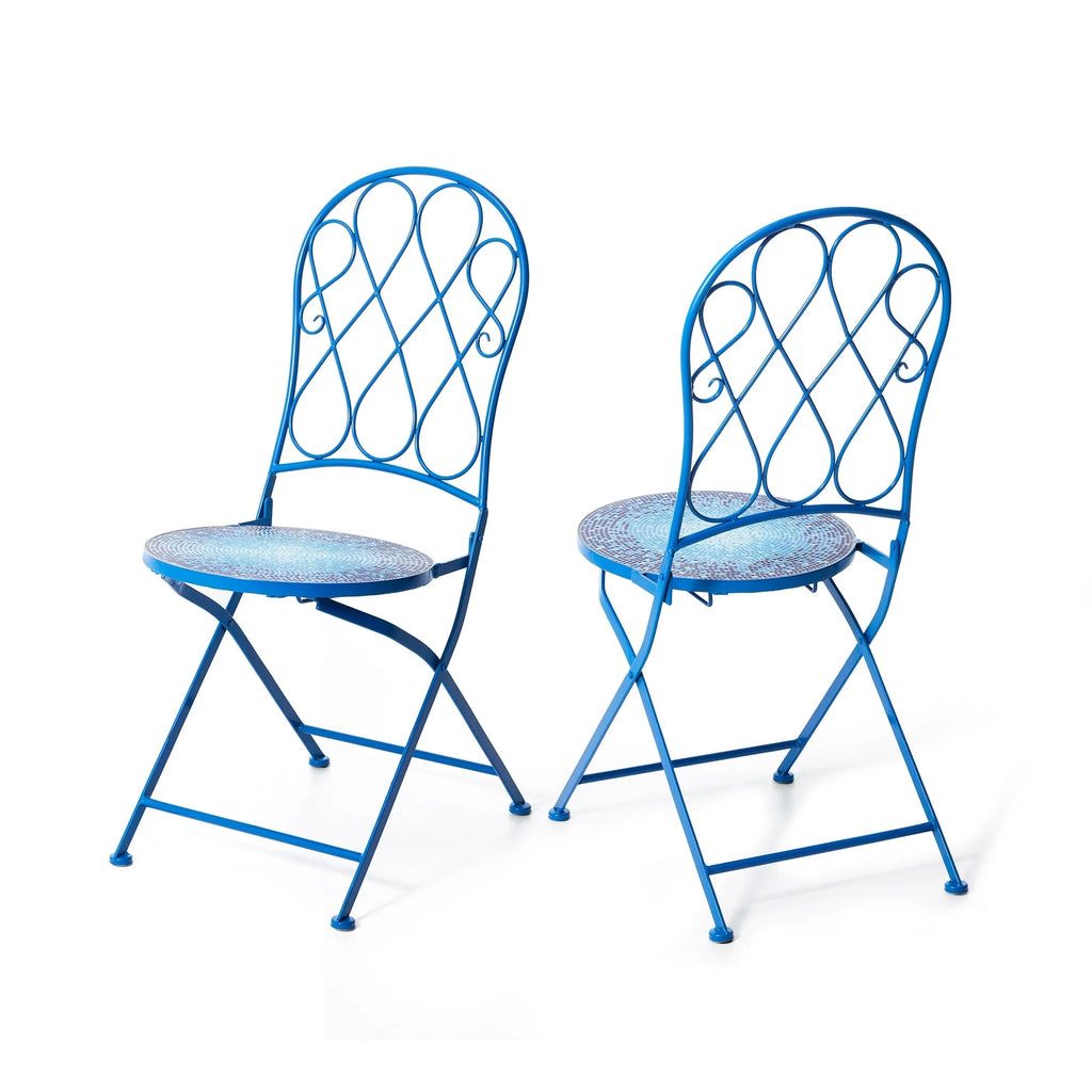 Ensemble bistrot pliant en métal Glitzhome pour extérieur, 3 pièces, table et chaises de patio