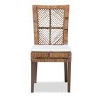 Chaise de salle à manger Laluna en rotin et bois d'acajou de style bohème moderne avec coussin