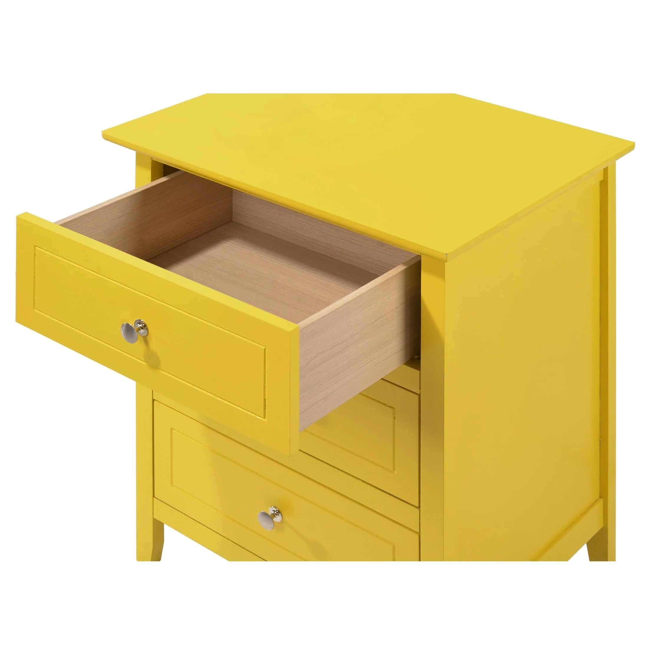 Table de chevet Daniel de style transitionnel en bois, à 3 tiroirs