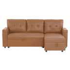 Canapé d'angle réversible avec lit gigogne, méridienne de rangement, pieds durables,